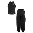 thumbnail image 2 of TiaoBug Girls Jazz Dance Performance Costume Hip Hop Dance Clothes Athletic Tracksuit Tank Top and Black 14, 2 of 5