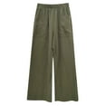 thumbnail image 5 of Fashion Womens Casual Solid Color Pants Straight Wide Leg Trousers Pants With Pocket, 5 of 5