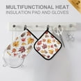 thumbnail image 4 of Yayeee Oven Mitts and Pot Holder Set of 2 Heat Resistant Kitchen Gloves Baking Hot Pad, Gray Autumn Leaves, 4 of 5