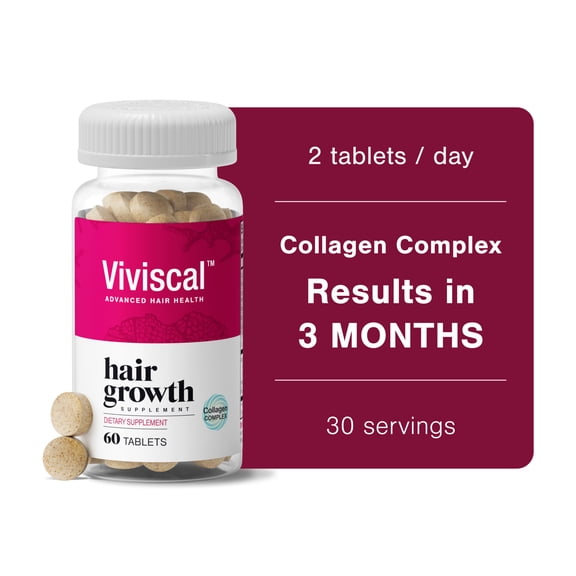 Viviscal Hair Growth Supplements for Women, Thicker Fuller Hair Support for Thinning Hair and Hair Loss, with Biotin and Collagen, Drug-Free, 60 Tablets, 30-Day Supply