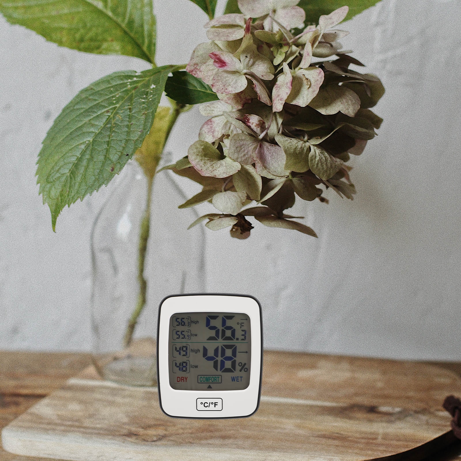 PAMINGONO White Indoor Thermohygrometer with Large Display ABS Material for Accurate Temperature & Humidity Monitoring