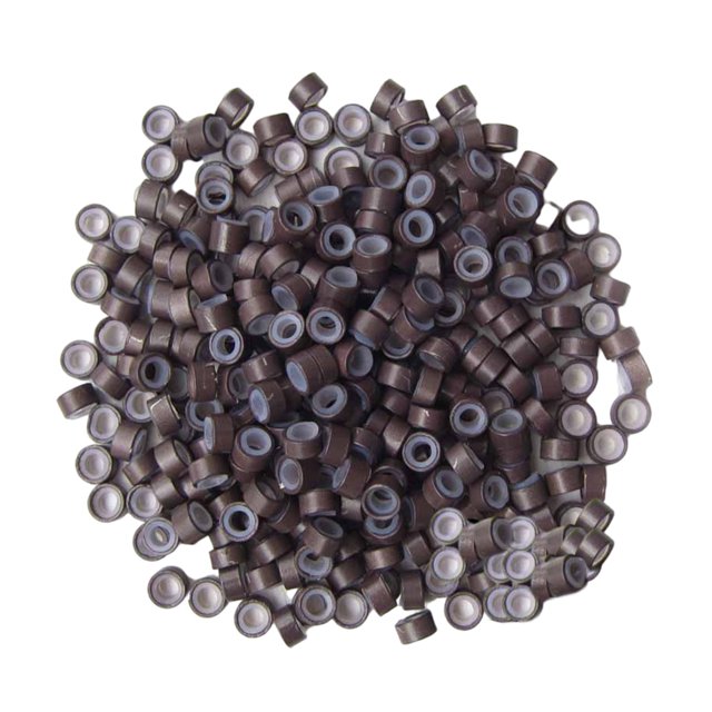 Vogacara Cortadora de pelo resistente al desgaste, gancho de ganchillo con mango de madera, Kit de alicates, hebilla de silicona portátil, cuentas de Cuidado del cabello 500 anillos marrones Vogacara CE011777-03