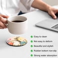 thumbnail image 3 of Easter Bunny Eggs Coasters Set of 4, Absorbent Coasters for Drinks, Spring Tulip Flowers Leaves Country Plants Coaster for Desk Coffee Table Protection, Home Decor House Warming Gifts 4", 3 of 8