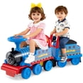 thumbnail image 1 of Gymax Ride on Train 6V Battery Powered Ride on Toy w/ Under-Seat Storage & Carriage Navy, 1 of 10