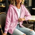thumbnail image 3 of VSSSJ Women's Hoodie Sweatshirts Relaxed Fit Zip Up Long Sleeve Drawstring Pocket Casual Sweatshirt Jacket Top Fall Winter Outfit Pink M, 3 of 3
