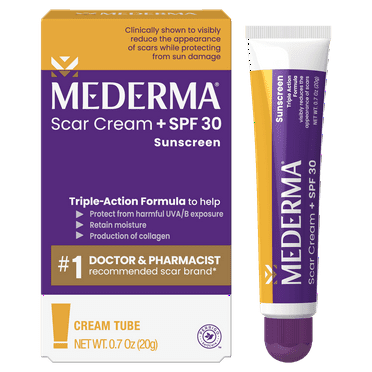 Mederma Scar Cream Plus SPF 30, Sunscreen, Protects Scars from Sun Damage, 0.7 oz (20g)
