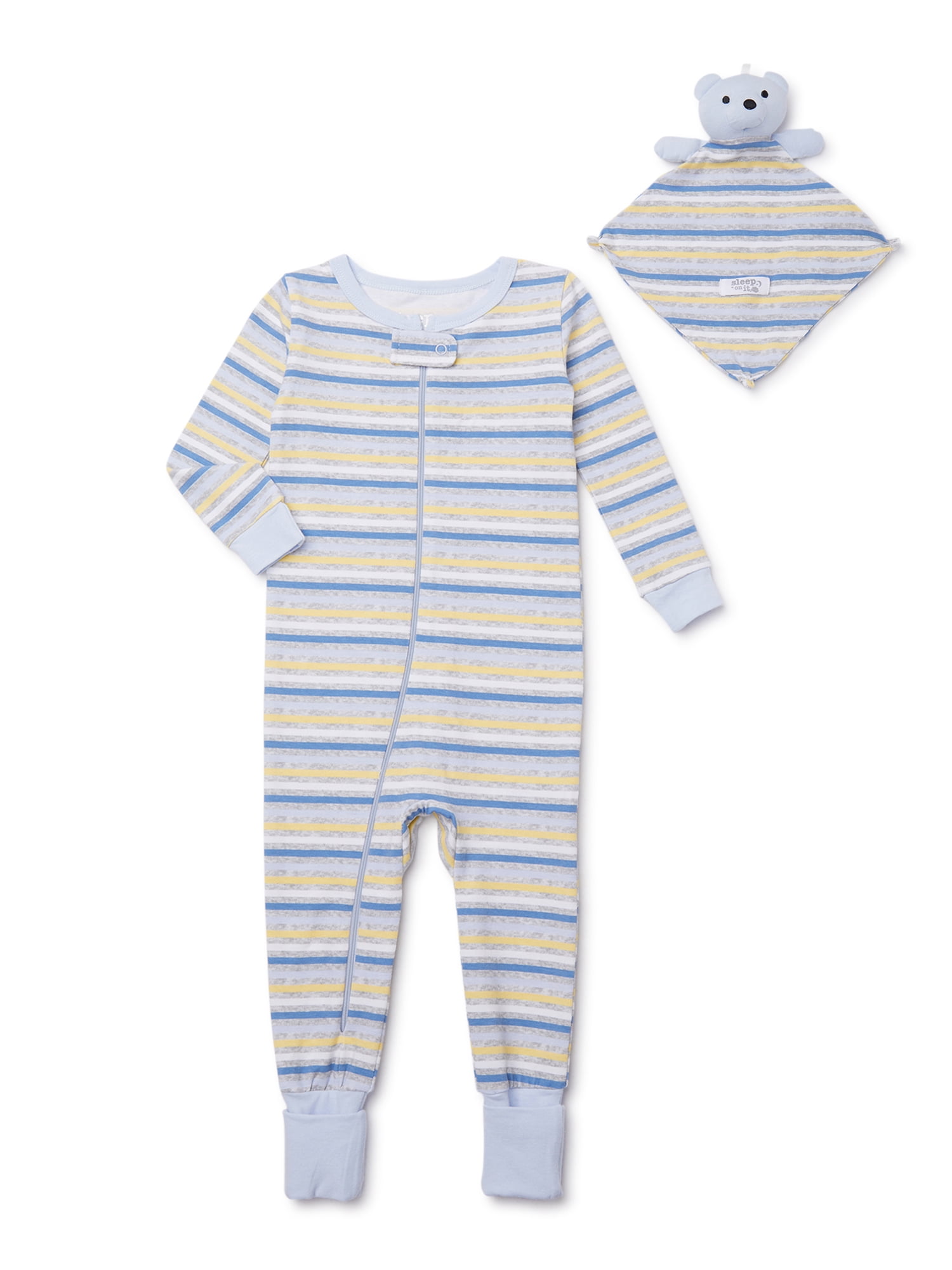 Sleep On It Baby Boys Convertible Footed OnePiece Sleeper Pajamas with Matching Blanket Buddy