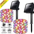 thumbnail image 1 of Guirnalda de luces solares (2 unidades), impermeable IP65, decorativa, 8 modos de iluminación, ideal para patio, jardín, boda, fiesta., 1 of 7