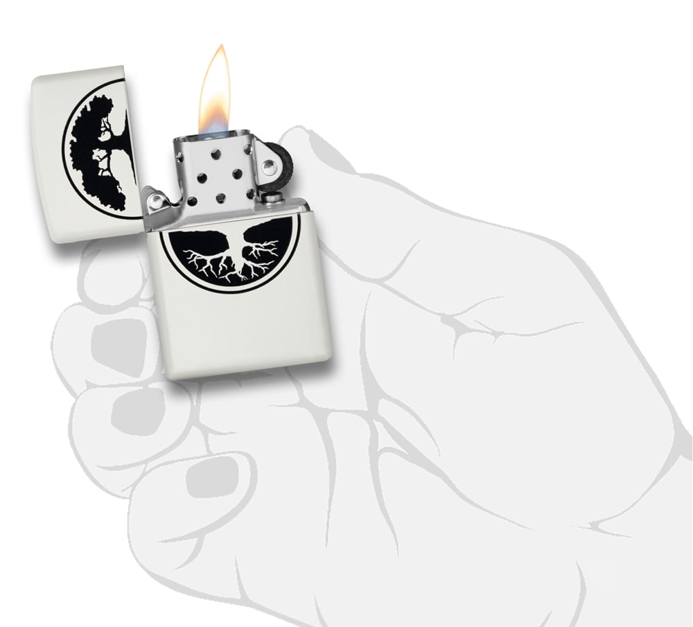 Zippo White Matte Tree of Life Windproof Pocket Lighter