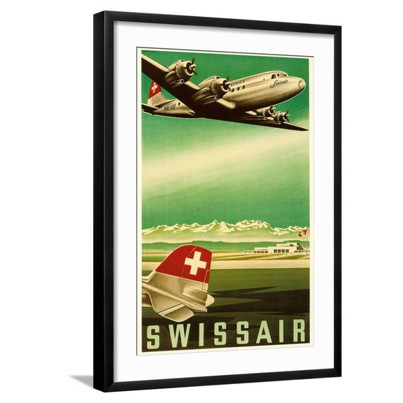 Art.com Airline Travel Poster Art Print, Black Frame Wall Art, 21" x 29"