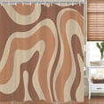 thumbnail image 2 of Cute Brown Shower Curtain, Aesthetic 72s Abstract Wavy Swirl Shower Curtain Set with Hooks, Retro Boho Funky Bathroom Accessories Fabric Bath Curtains 72x84 Inches, 2 of 6