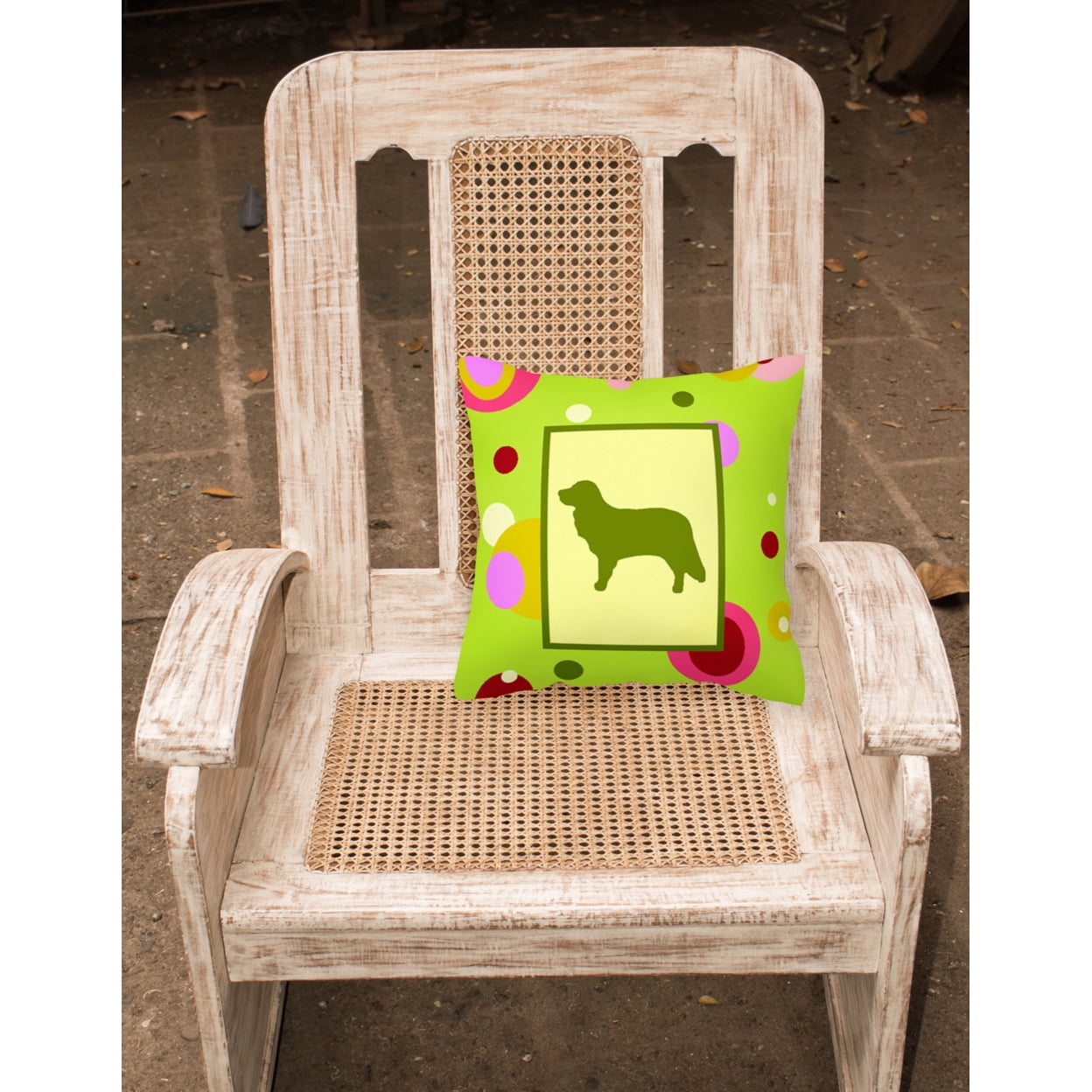 Green Fabric Decorative Pillow with Dog Silhouette