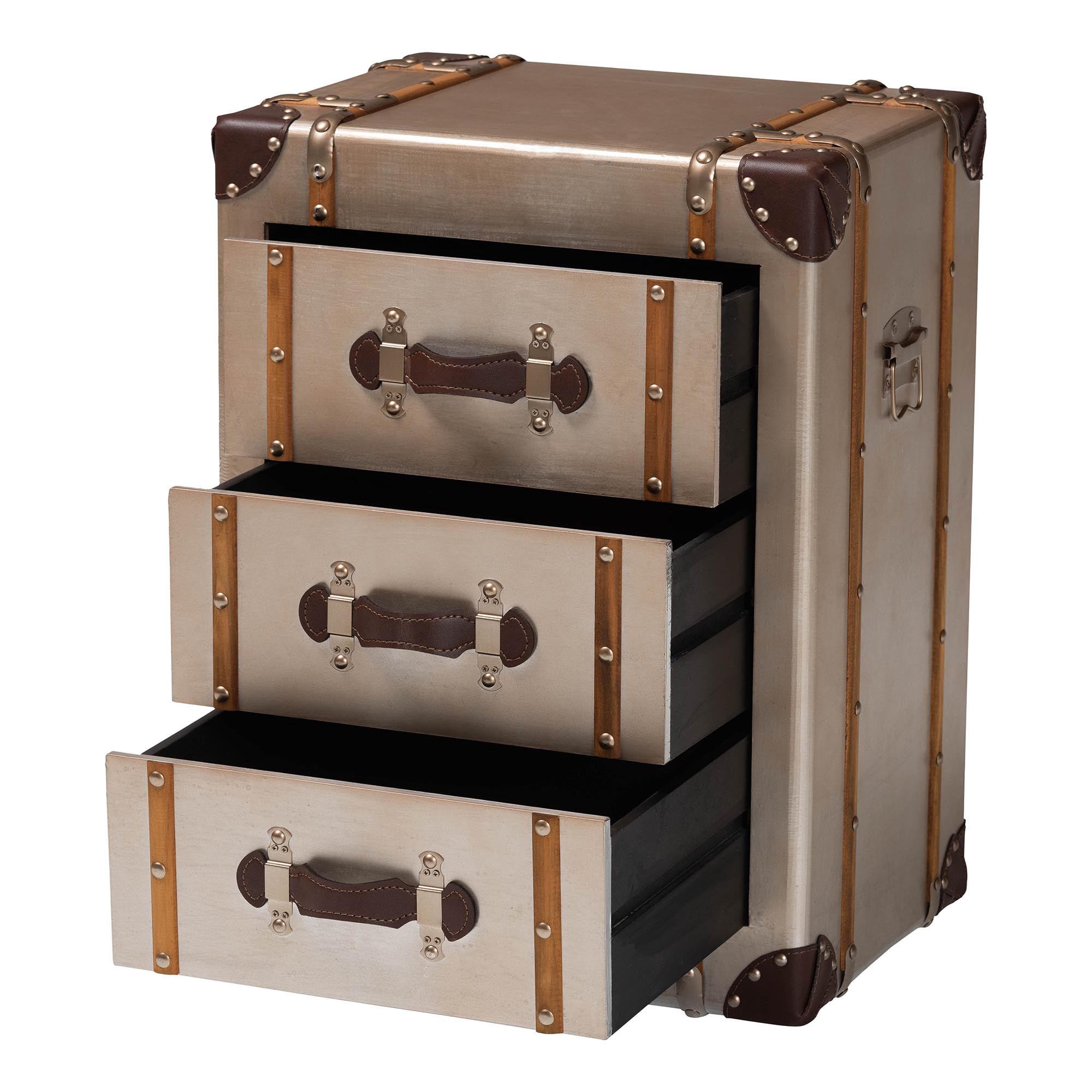 Baxton Studio Naylor Vintage Cabinet, 3-Drawer, Bronze