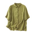 thumbnail image 1 of Blusa holgada informal vintage para mujer, de color liso, con peplum y manga larga, de lino, tallas M-XXL, adecuada para otoño/invierno/primavera, 1 of 8
