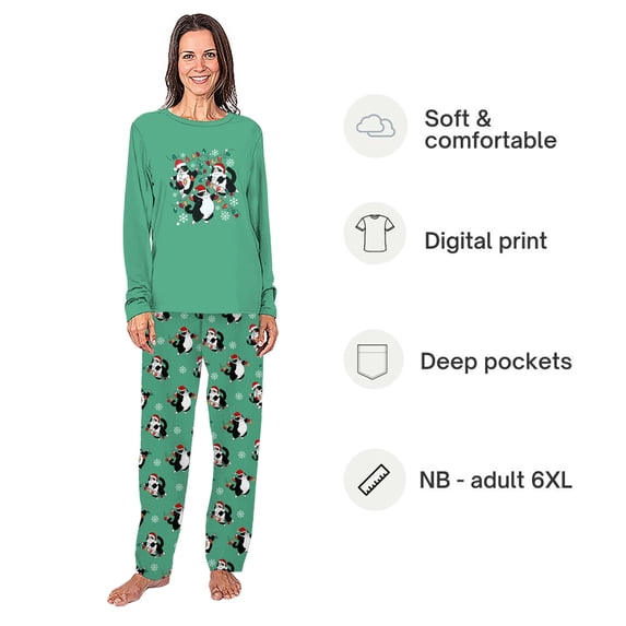 Cute Tuxedo Cat Matching Family Christmas Pajamas with Pet, Available in Plus Sizes, With Pockets