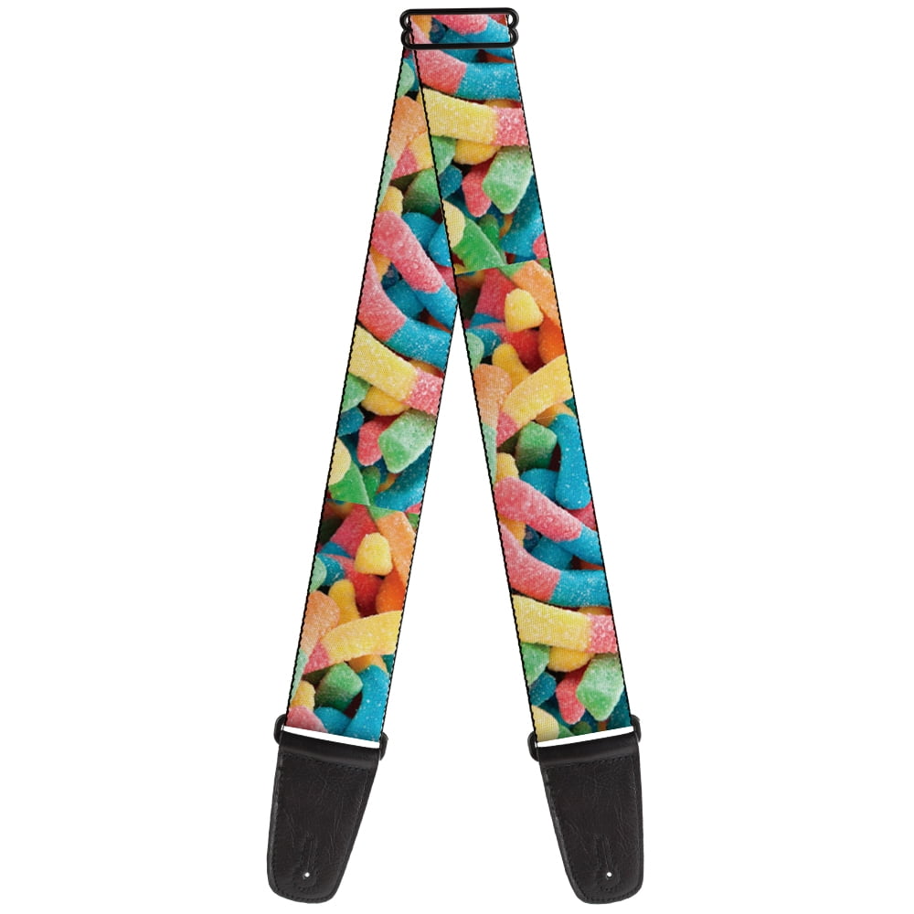 Buckle-Down Guitar Strap, Vivid Sour Worms Stacked, 2 Inches Wide