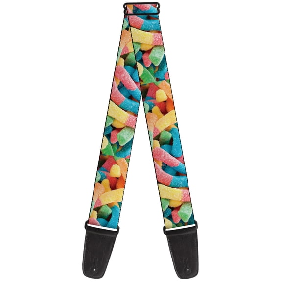 Buckle-Down Guitar Strap, Vivid Sour Worms Stacked, 2 Inches Wide