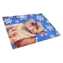 Carolines Treasures LH9269LCB Brussels Griffon Winter Snowflakes Holiday Glass Cutting Board Large, 12H x 16W,