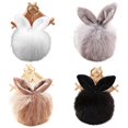 thumbnail image 3 of Xinyolin Cute Faux Fur Rabbit Ear Soft Pom Pom Ball Key Ring Chain Keychain Bag Decor, 3 of 8