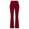 thumbnail image 6 of BADHUB Women Yoga Pants with Pockets Bell Bottom High Waist Tummy Control Pant Workout Sport Solid Pant Wine XS, 6 of 6