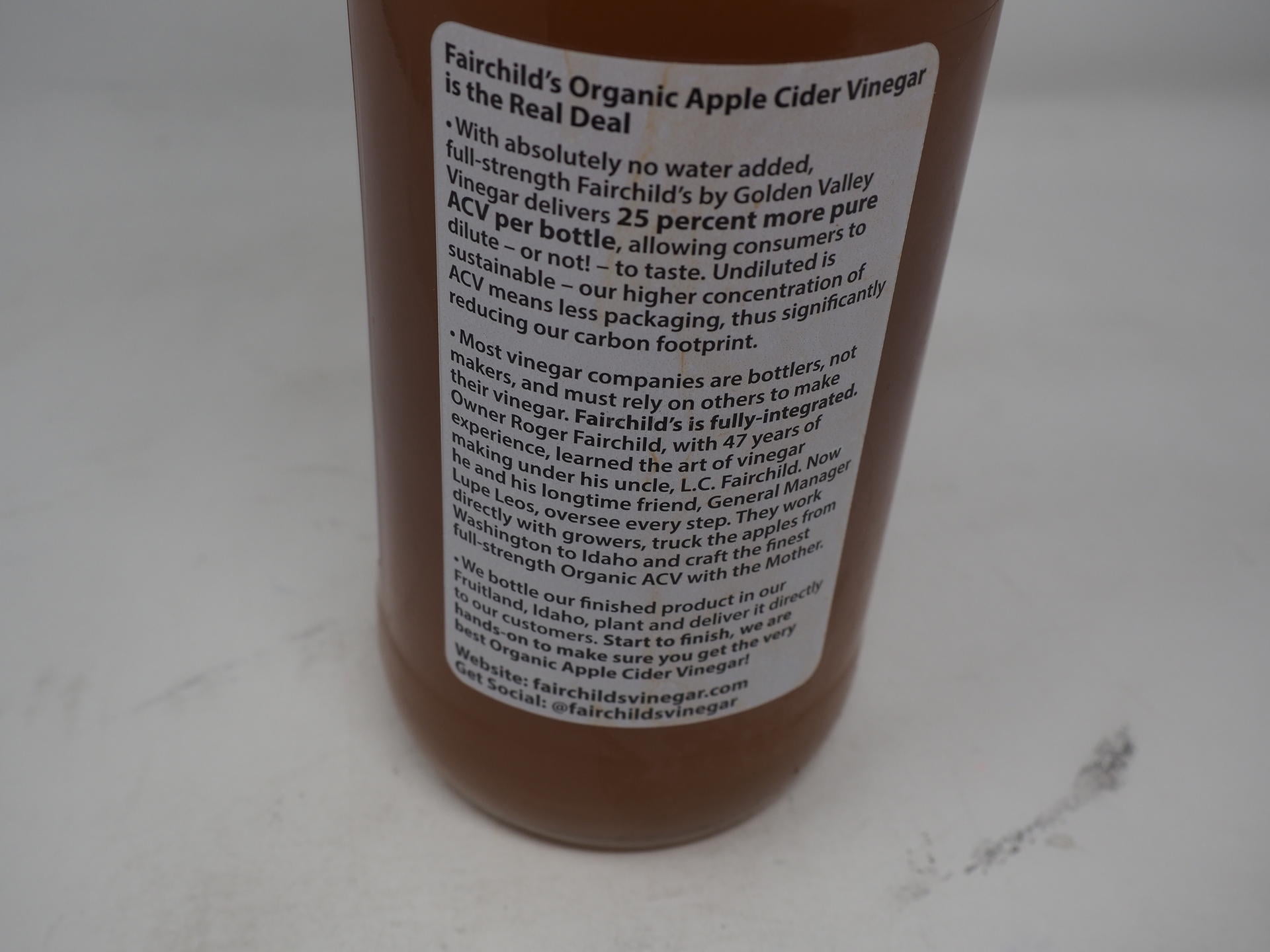 FAIRCHILDS - Organic Apple Cider Vinegar 32OZ ( Pack of 12)