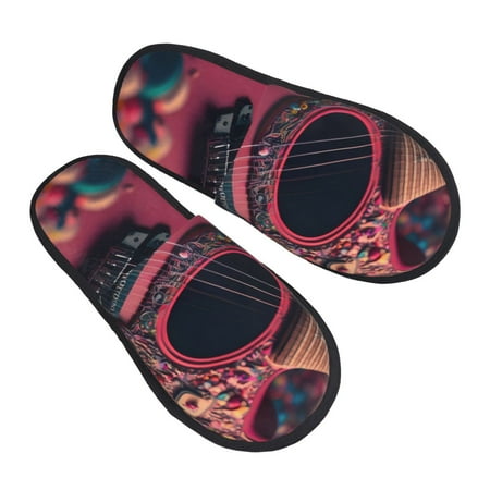 

Bingfone Romantic Heart Guitar House Slippers for Women Men with Soft Rubber Sole Slip On for Indoor/Outdoor-Medium