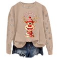 thumbnail image 4 of Chandail en Molleton pour Femmes Chandail Tendance de Noël Col Rond Manches Longues Haut Athlétique Mode Automne, 4 of 5