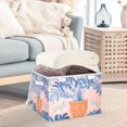 thumbnail image 3 of Yayeee Collapsible Cube Storage Bin with Lid Fabric Closet Decorative Basket with Handles, Pink Leaves, 3 of 7