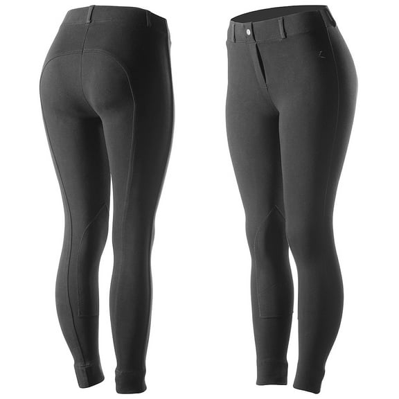 34" Horze Ella Womens Pull On Knee Patch Breeches Soft Slightly Stretchy Black