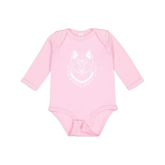 Inktastic Tribal Wolf Head Boys or Girls Long Sleeve Baby Bodysuit