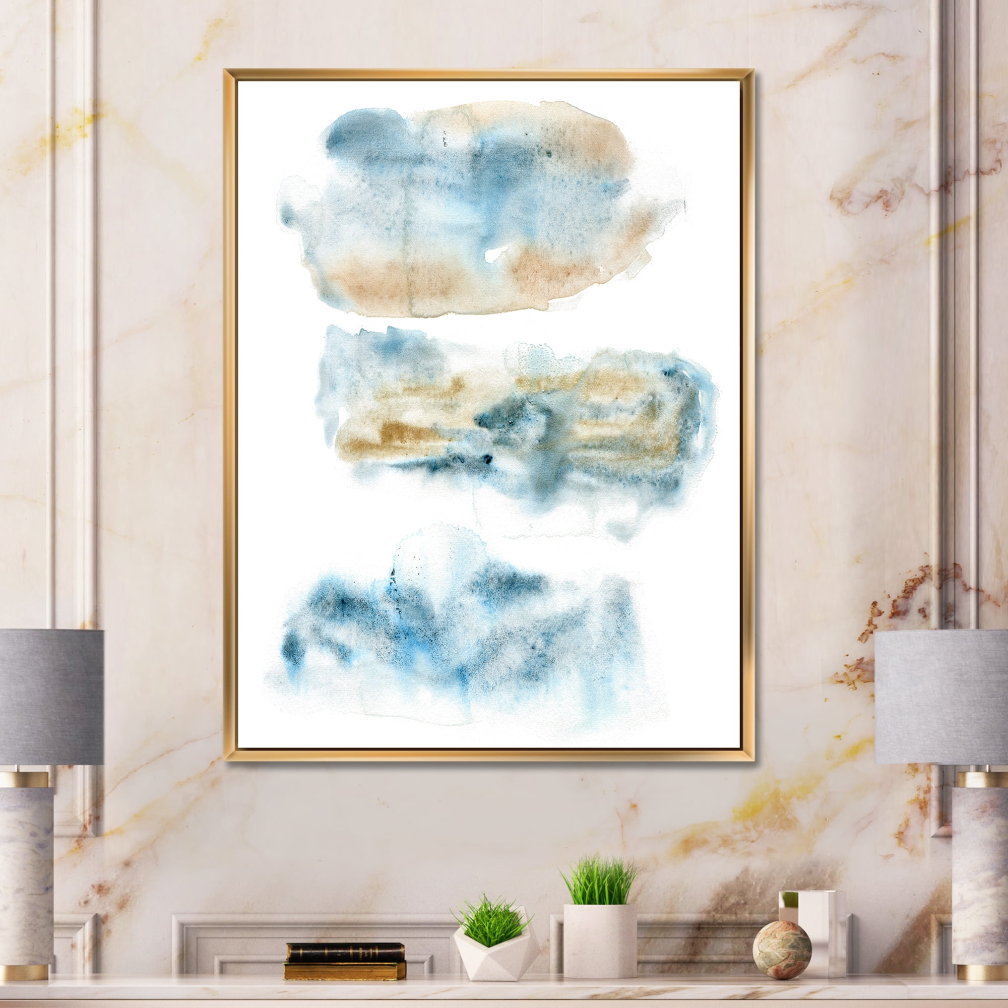 Designart 'Abstract Of Clouds Dark Blue Colored II' Modern Framed Canvas Wall Art Print