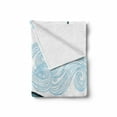 thumbnail image 2 of Whale Soft Flannel Fleece Blanket, Big Happy Whale with Ornamental Striped Waves with Motto Artwork Print, Cozy Plush for Indoor and Outdoor Use, 60" x 80", White Dark Blue and Blue, by Ambesonne, 2 of 6