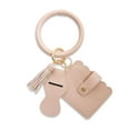 thumbnail image 2 of Detachable PU Leather Keychain Card Holder Circle Bracelet Wristlet Keychain for Girlfriend Mother Friend, 2 of 10