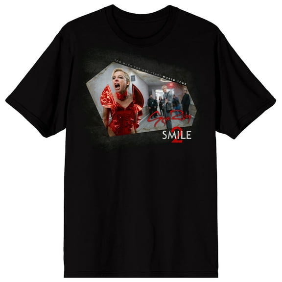 Smile Movie Screenshot Signature Red Title Text on Black Ground Adult Crew Neck Short Sleeve T-shirt - XL