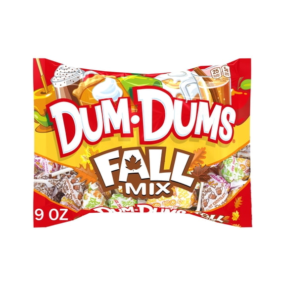 Dum Dums Fall Mix Halloween Assorted Candy, Allergen Free, Lollipops & Suckers, Hard Party Candy for Trick or Treat and Party Favors, 9oz Bag