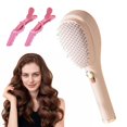 thumbnail image 1 of Cepillo de pelo telescópico autolimpiante con dos pinzas para el cabello Peine de un clic Masaje antiestático Elimina nudos Cepillo desenredante para cabello húmedo y seco Todo tipo de cabello (Beige), 1 of 5