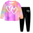 thumbnail image 2 of 6-7 Years Child Toddler Girl Fall Winter Clothes Baby Crewneck Floral Sweatshirts Pants Set Long Sleeve Outfits Set Tie Dye, 2 of 6
