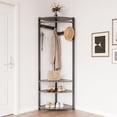 thumbnail image 2 of Bingirl Corner Coat Rack with Shoe Bench Entryway and 6 Double Hooks Corner Hall Tree - Corner Clothes Rack with Storage Corner Tree with Organizer Shoe Bench Shelf for Entryway Hallway Closet, 2 of 6