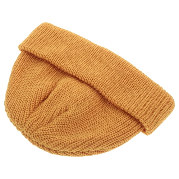 OUNONA  Knitted Orange Winter Hat Unisex Fisherman Beanie for Cold Months