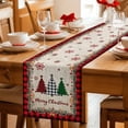 thumbnail image 5 of Red Plaid Christmas Table Runner 48 Inches Long Farmhouse Dress Scarves, Vintage Xmas Tree Winter Dining Tablerunner for Coffee Table/Kitchen Island/Party Décor, 13" x 48", 5 of 8