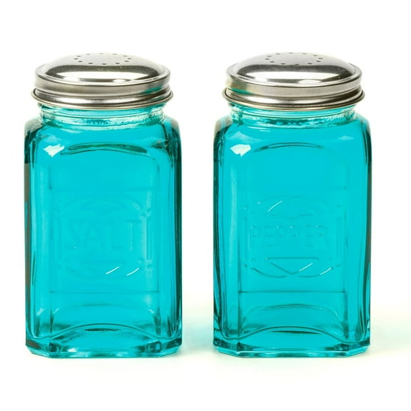 Retro Glass S&P Set - Turquoise