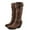 Brown, variant on POROPL Boots for Women Mid Calf Fashion High Heel Leather Buckle Knight Shoes,Boots for Women Size 4.5