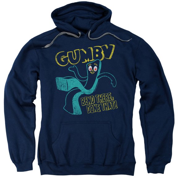 Gumby Bend There Adult Pullover Hoodie Sweatshirt Navy