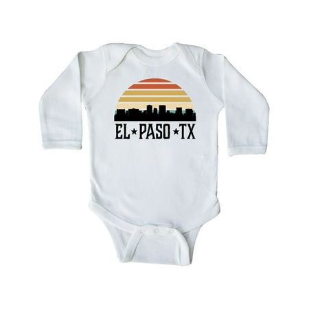 

Inktastic El Paso Texas Skyline Retro Gift Baby Boy or Baby Girl Long Sleeve Bodysuit