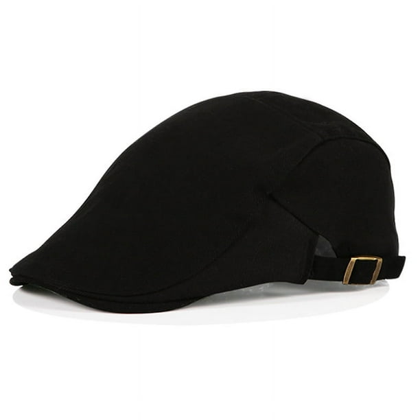 Zhuge Gorra plana de algodón para hombre, gorra de caza estilo Ivy Gatsby Newsboy, boina para hombre (negra)