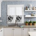 thumbnail image 6 of Half Window Curtain 36 Inches Long, Horror Skull Window Treatment Curtain Drapes, Black Skeleton Spooky Halloween Small Tier Curtains for Bathroom Over Sink, 27.5"x36", 2 Panels, 6 of 7