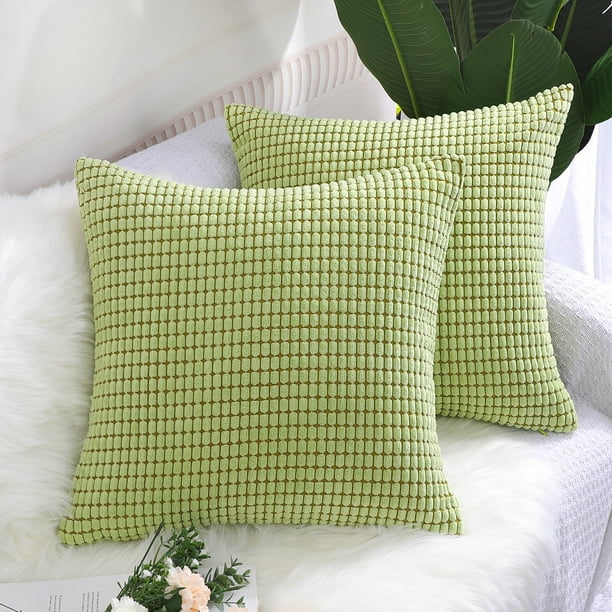 PiccoCasa Throw Pillowcase Corn Striped Corduroy Cushion Covers Set of