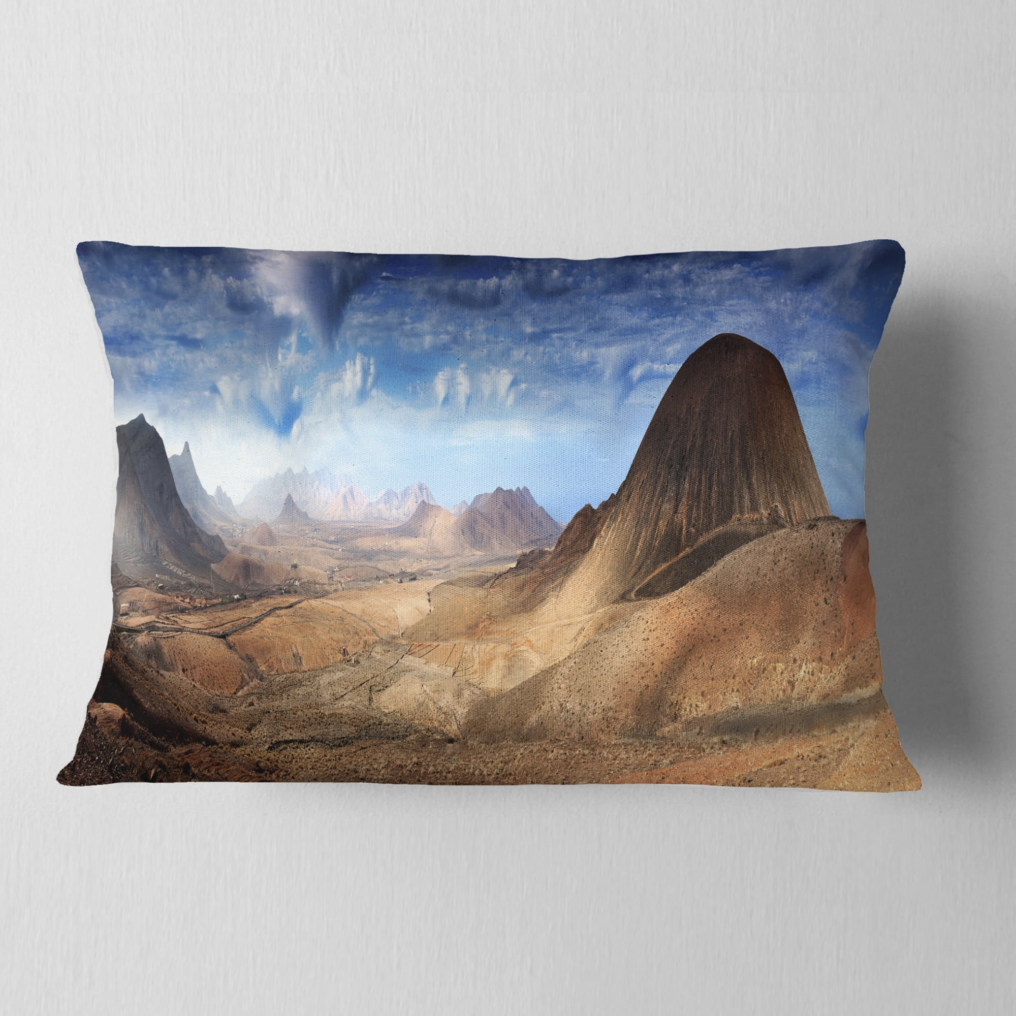 Designart Mountain Scenery Panorama - Landscape Photography Throw Pillow - 12x20