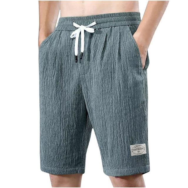 Mens Casual Shorts Verano Suelto Sólido Clásico Medio Pantalones, Cintura Elástica Casual Y Ropa de Dormir Pantalones Cortos