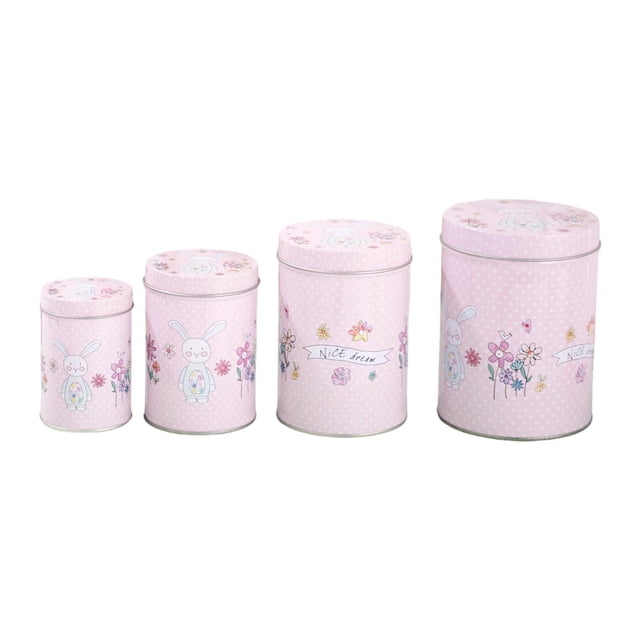 4 tarros de almacenamiento de Pascua, caja de almacenamiento, decoración, adorno rosa, organizador, contenedor para encimera, huevo de Pascua, sala de